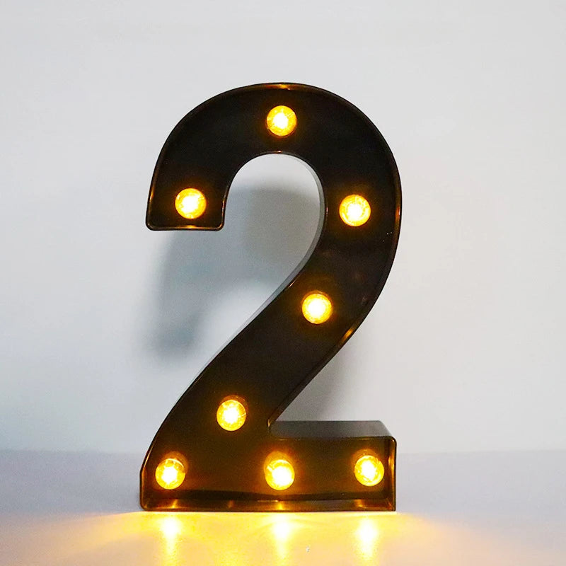 22cm Letters with Led Light Black Alphabet Letter Number Night Light Home Christmas Decoration Birthday Supplies Room Decoration