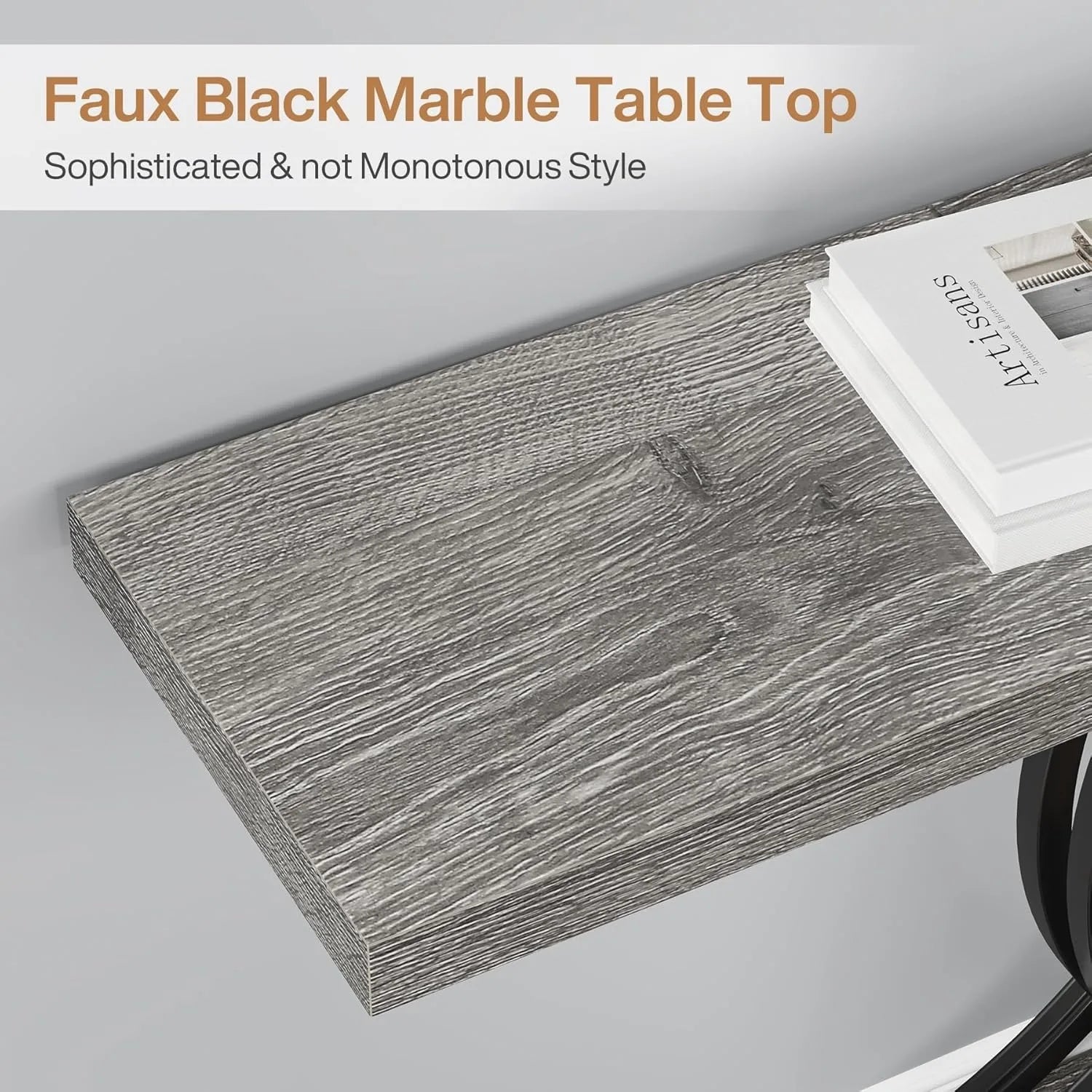 Industrial Entryway Table, 39-Inch Console Table Accent Table with Geometric Metal Legs, Narrow Wood Sofa Table for Entrance