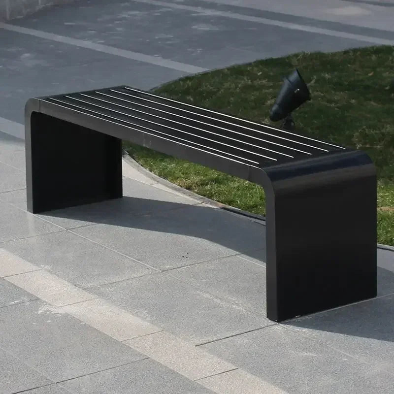 Outdoor Street Mall Park Patio Classic Metal Bench Garden Leisure Chair Stainless Steel Street Seat Without Hand Rest