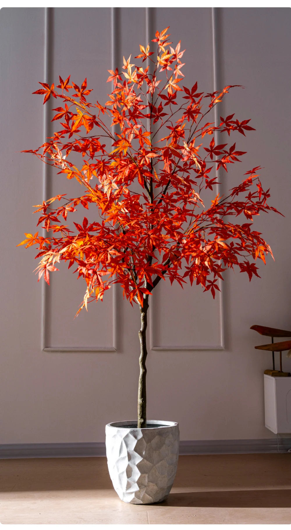 Artificial Maple Tree Red Maple Fake Tree Large Indoor Potted Plant Home Living Room Window Display Decoration Floor Greenery