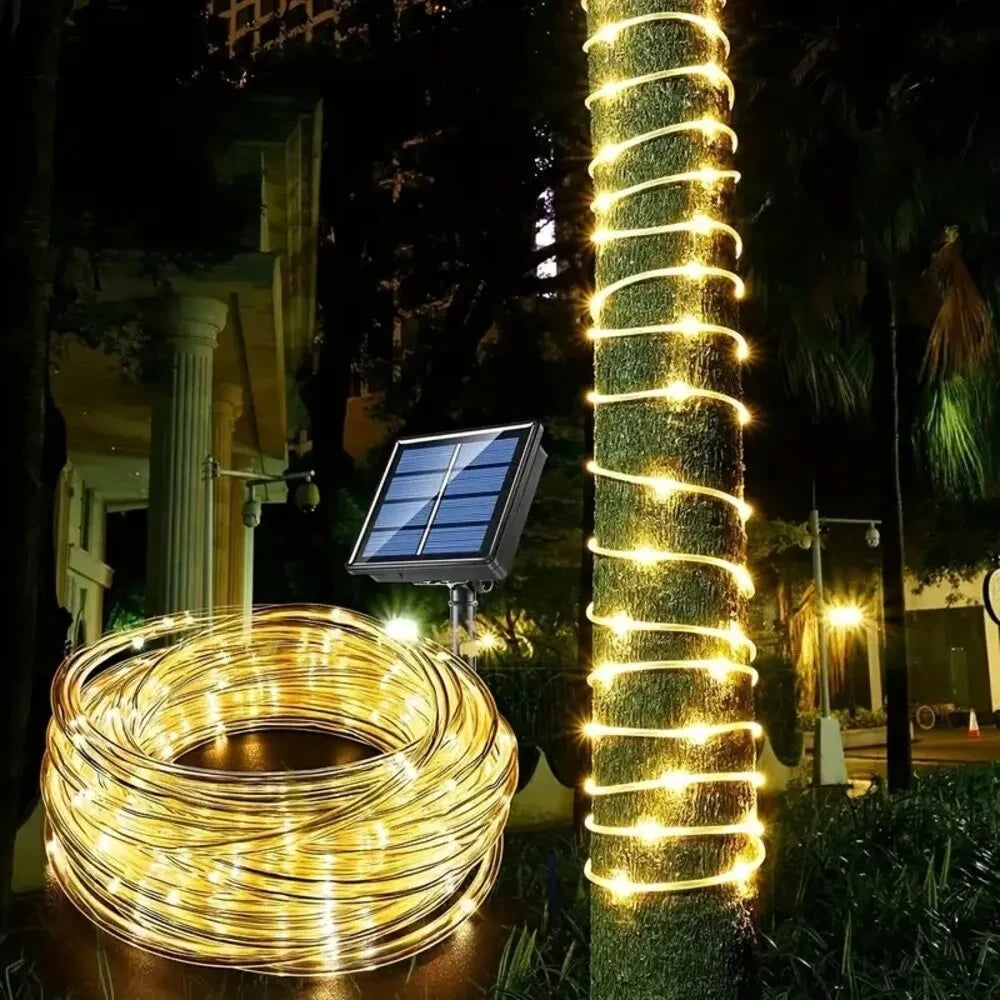Outdoor Solar Tube Rope Led Light Garden Christmas Decoration Fairy String Light 32m/22M/12M/7M Outdoor Wedding Party Led Lamp