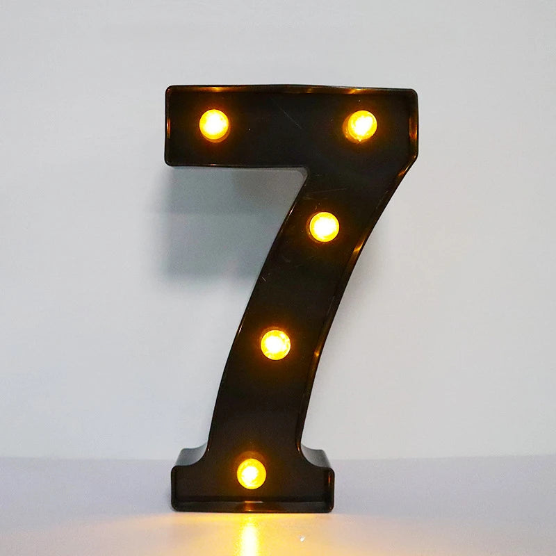 22cm Letters with Led Light Black Alphabet Letter Number Night Light Home Christmas Decoration Birthday Supplies Room Decoration