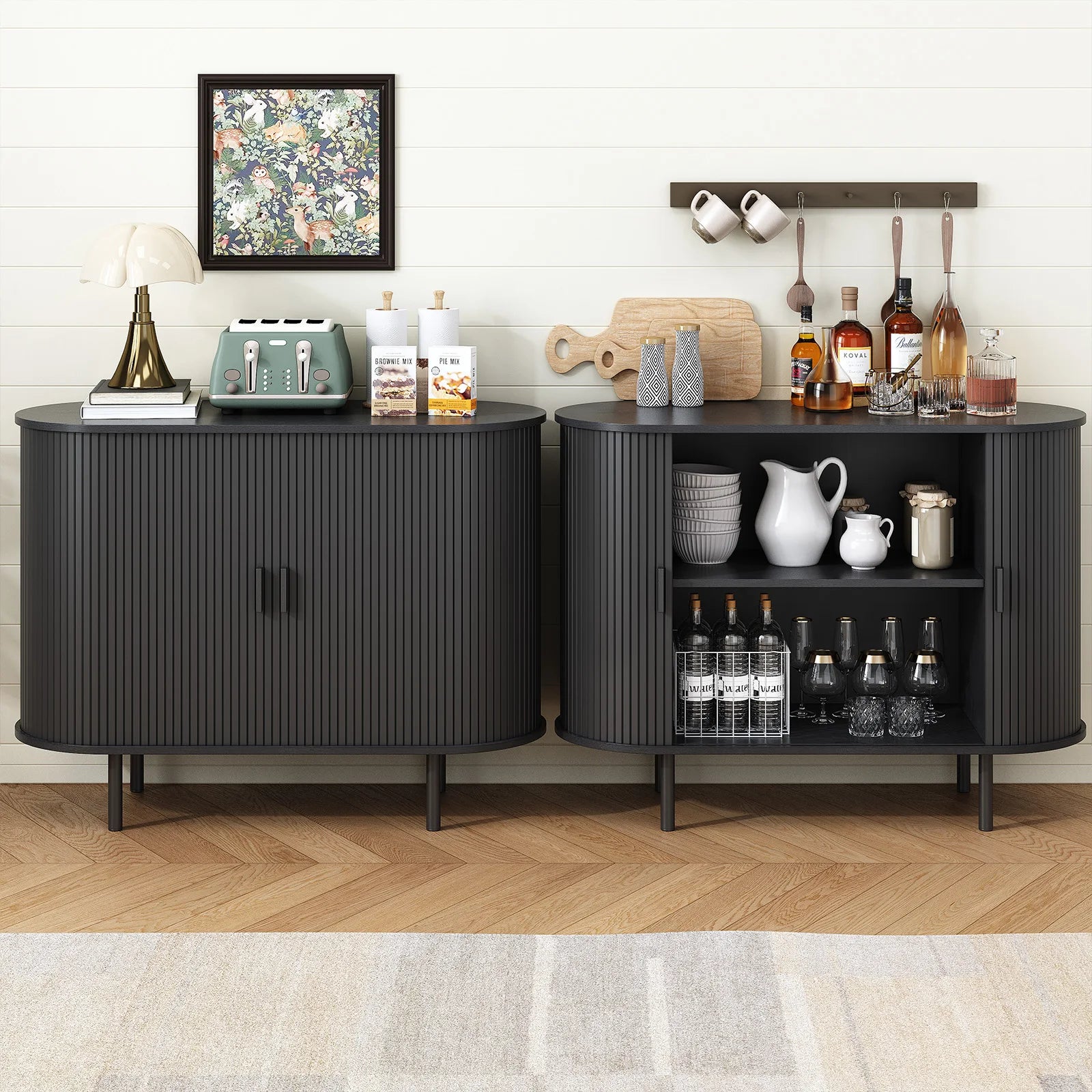 Sideboard Buffet Cabinet with Sliding Door, Storage Cabinet & Adjustable Shelf, Coffee Bar Cabinet Console Table