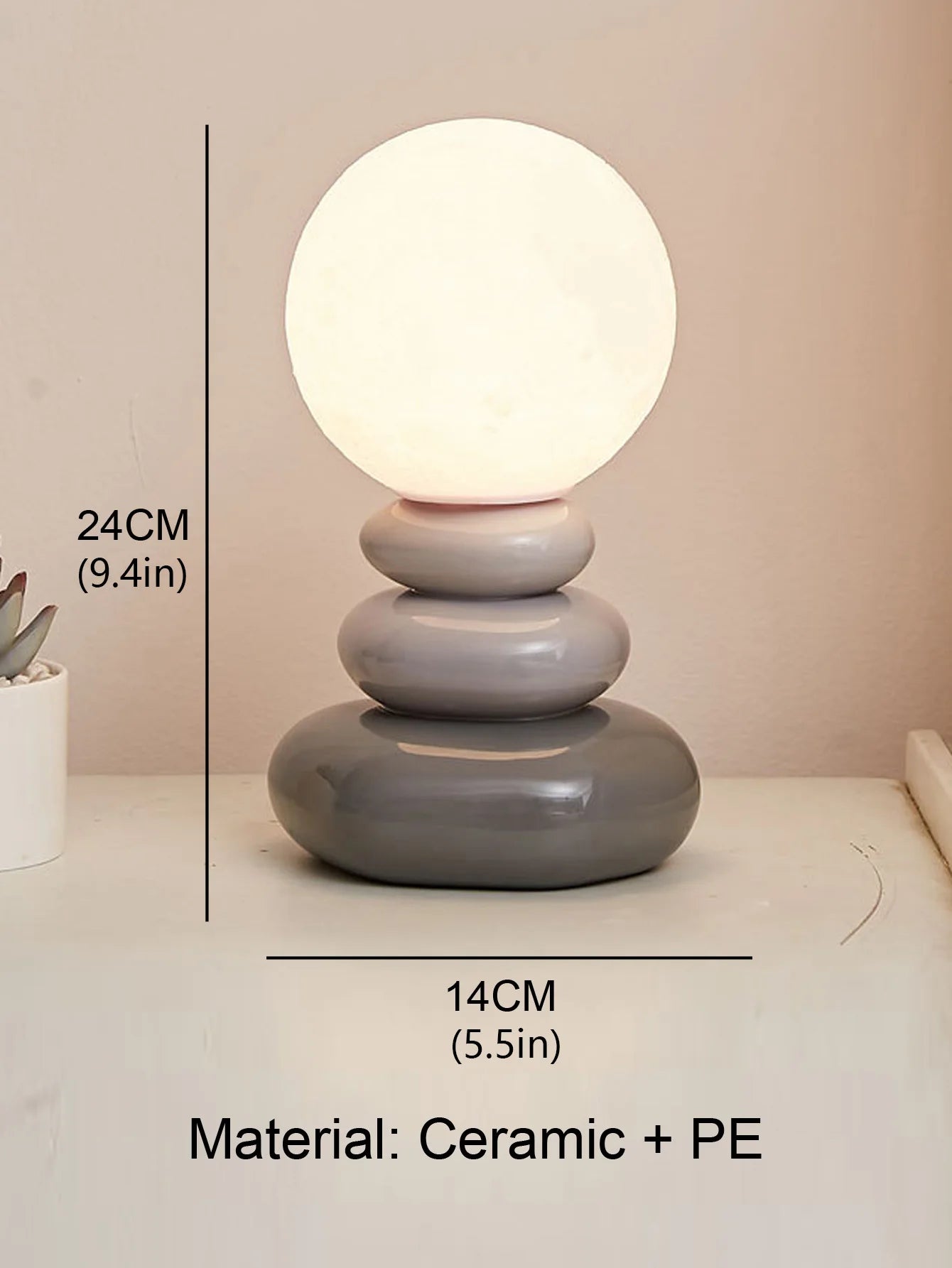LED Colorful ceramics led table lamp for bedroom desk Mood light Lamp bedside table moon stromatolite Room decorating items