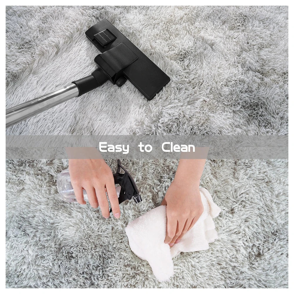 Tie Dye Light Gray Carpet Oval Fluffy Plush Bedside Mat Children's Bedroom Moisture-Proof Mat Living Room Home Decoration Rugs