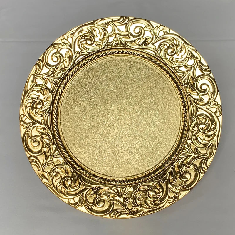 Vintage European Style Charger Plate – Decorative Plastic Dinner & Serving Tray