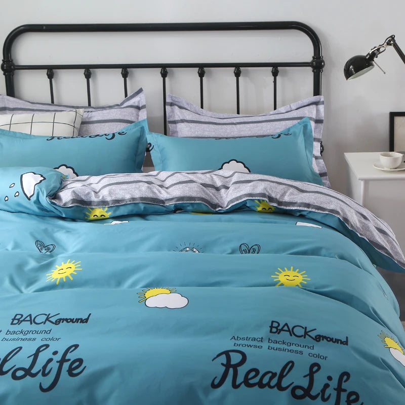 1Pc Ins Style Aloe Vera Cotton Quilt Cover Set Pillowcase Suitable for Bedroom Apartment, Suitable for All Seasons, Skin-Friendly and Comfortable 150/180/200cm(1Pc Quilt Cover + 2Pc Pillowcase)