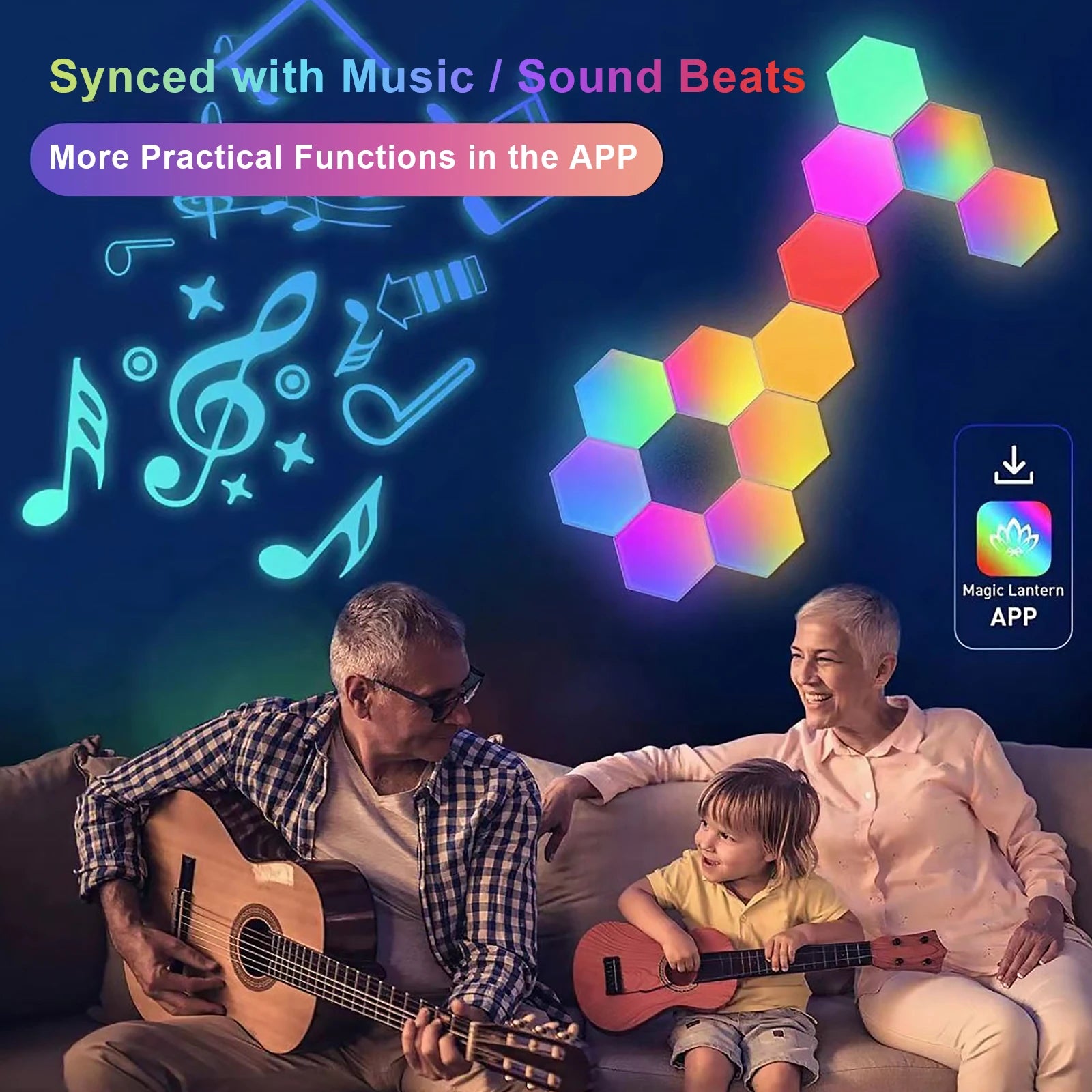 8/10/12 Pcs Hexagon LED Lights Modular DIY Hexagon Wall Light APP and Remote Control Smart RGB Gaming Light for Bedroom