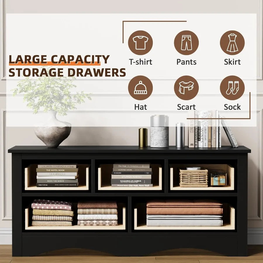 5-Drawer Dresser for Bedroom with Wide Chest of Drawers Design Ideal Storage Organizer for Closet and Hallway Durable