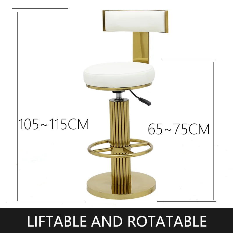 Height-Adjustable Swivel Bar Stools – Stainless Steel Gold Counter Chairs