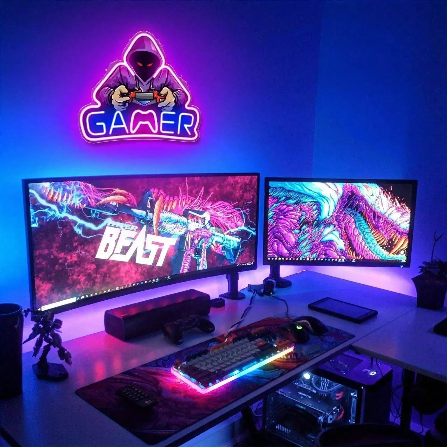 Cool Gamer Player Neon Sign for bor room decor Usb Dimmable LED Light For Bedrooms Gameroom Internet cafe decor brithday gifts