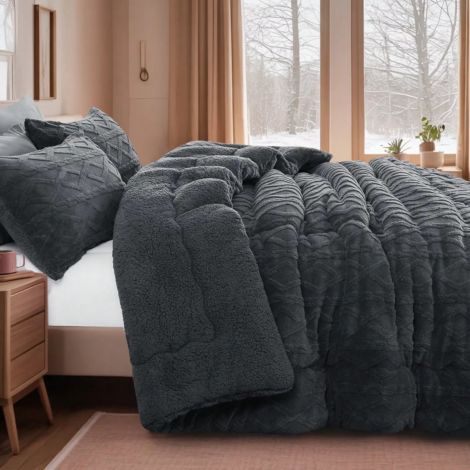 1pc Thick Ultra-Soft Taffeta Comforter - Warm & Cozy Winter Quilt, Breathable Fluffy Plush Double Sided Velvet Blanket,Washable