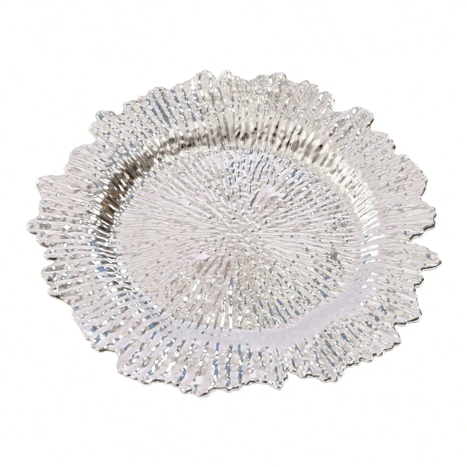 24PCS Floral Reef Charger Plates – 12.6″ Round Decorative Plastic Plate Set