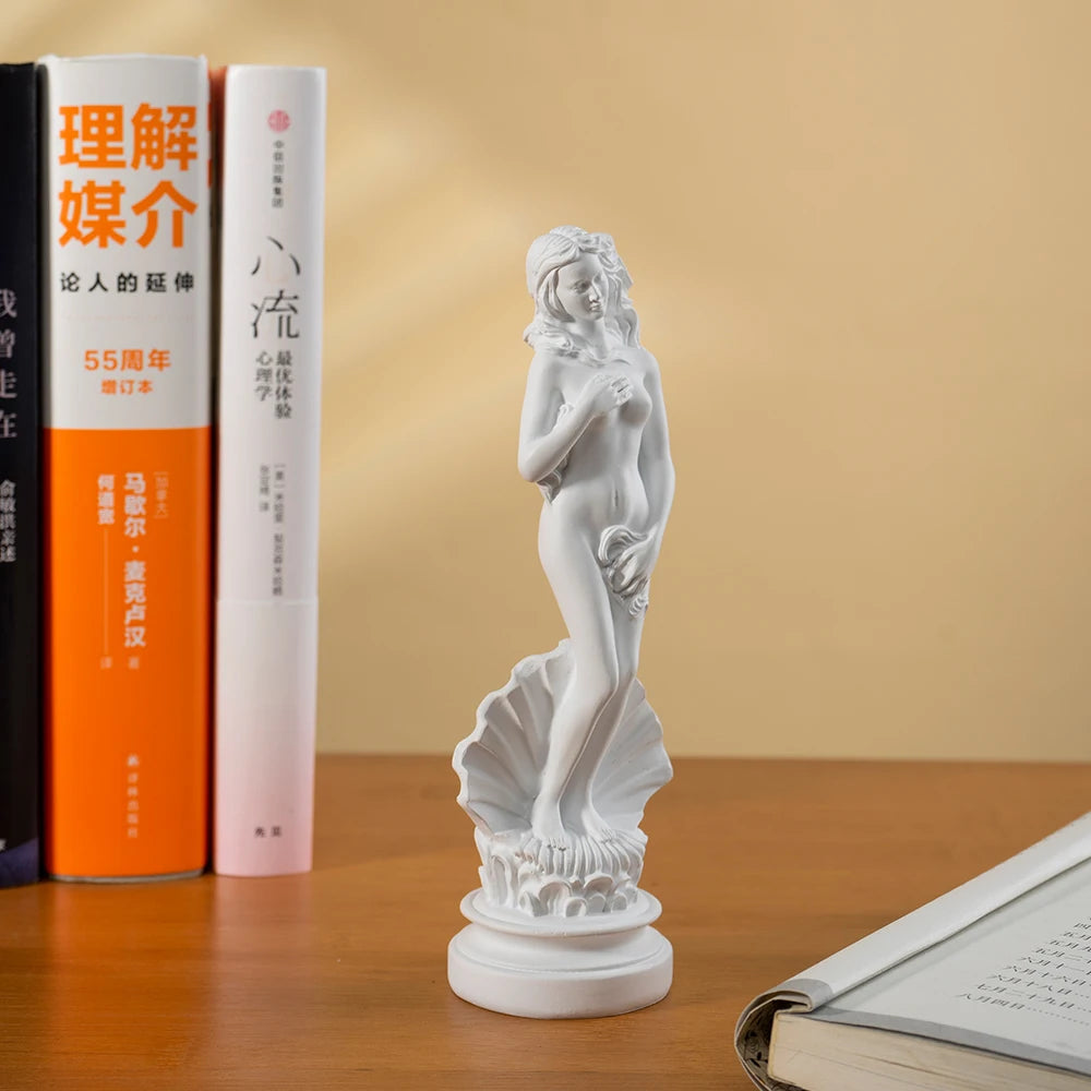 18cm Aphrodite Statue Resin White Greek Sculpture The Birth of Venus Figurines Bookshelf Desktop Decor Classical Renaissance