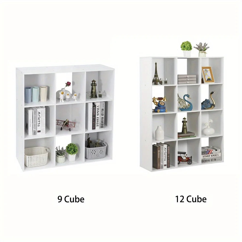 Cube Locker Wooden Bookshelf with White Backing – Modular Storage Organizer