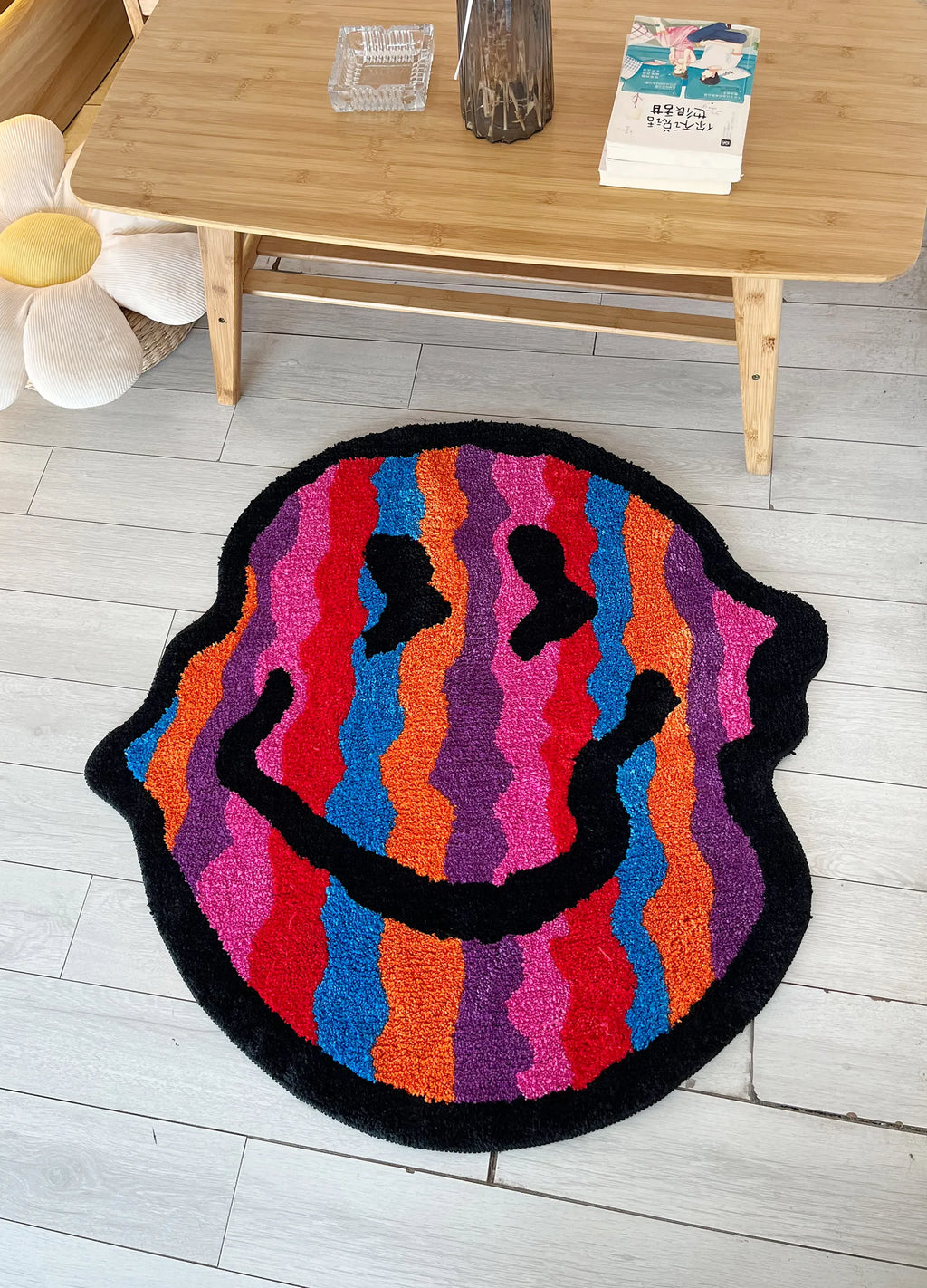 Twisted Smiling Plush Carpet Rug – Handmade Fluffy Area Rug for Bedroom and Bathroom