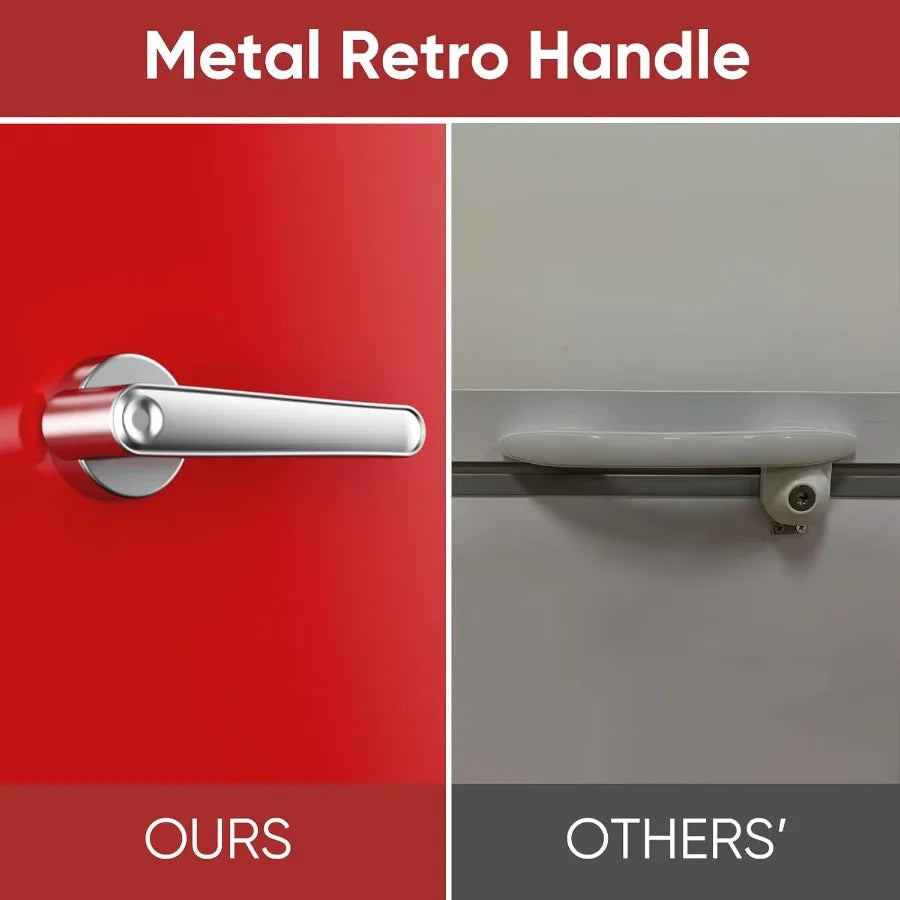 3.2 Cu.Ft Retro Mini Fridge with Bottle Opener for Bedroom Office Dorm Energy Saving Design Adjustable Thermostat Metal Handle