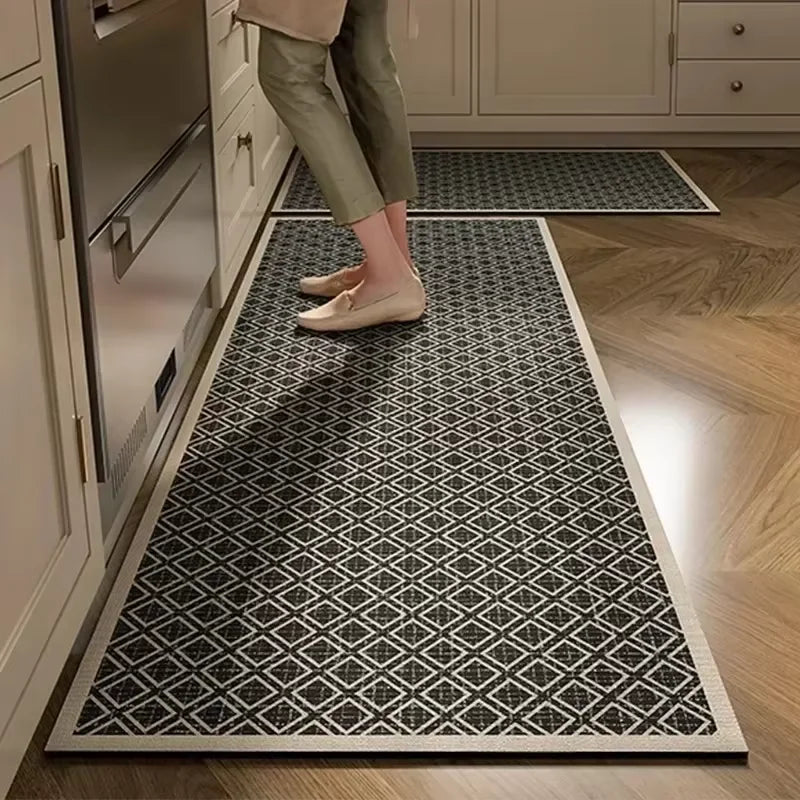 VIKAMA Modern Simple Kitchen Carpet Waterproof Rugs PVC Anti-slip Oil-proof Foot Mat Long Carpet Home Decoration