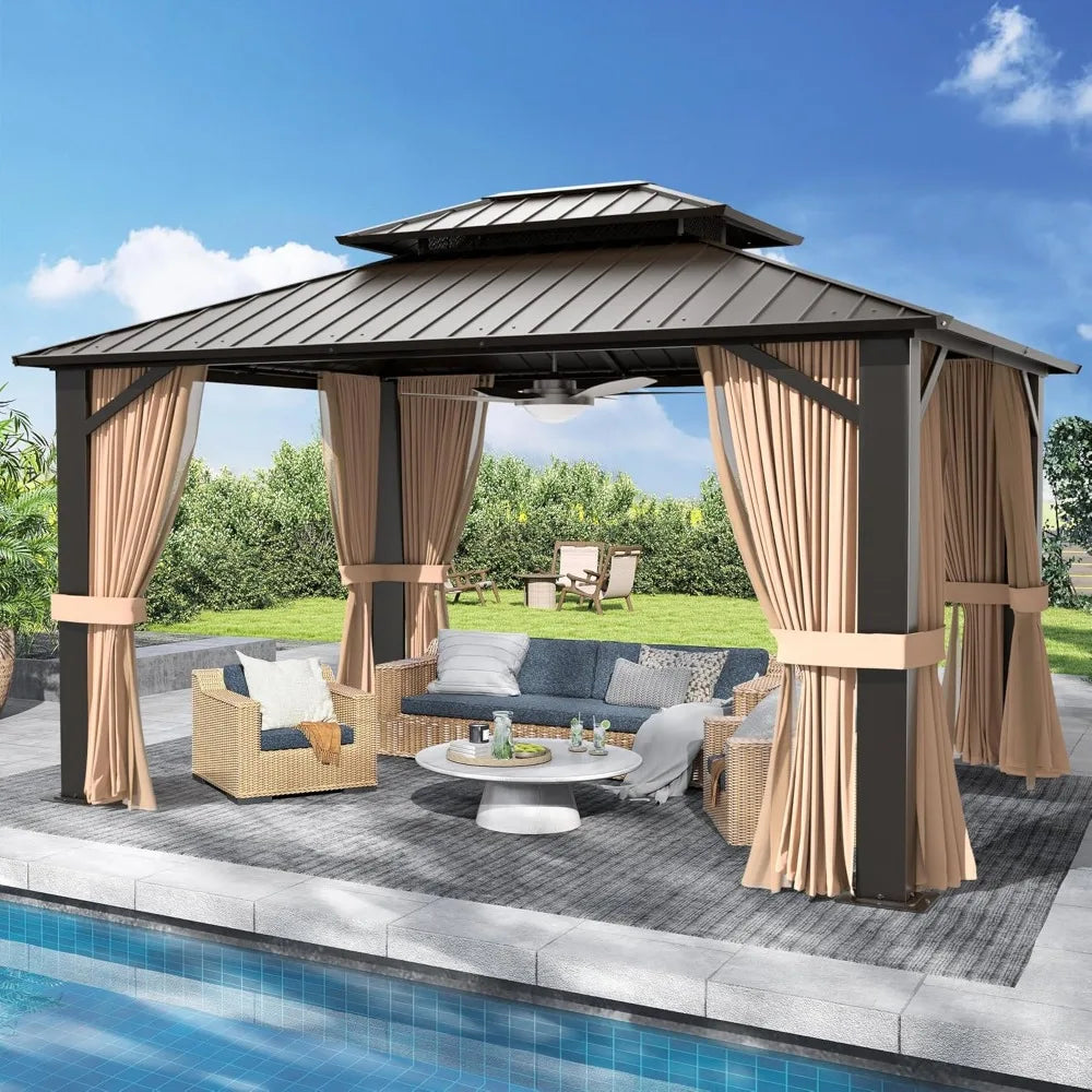 Hardtop Gazebo – 10 ft × 12 ft Aluminum Frame Outdoor Pavilion