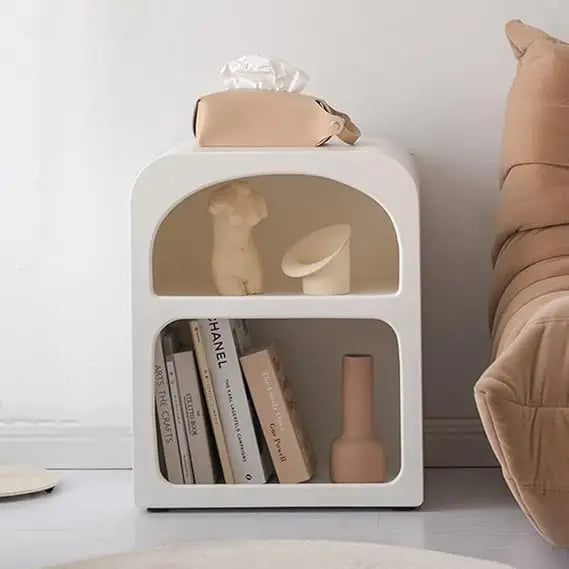 21.6 Inch Modern Nightstand - Two Tier Storage, Compact Bedside Table for Home Office or Bedroom Corner, Ready to Use