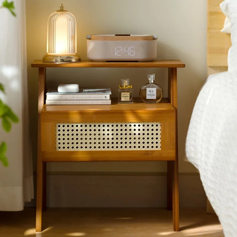 Modern Spa Bedside Storage Cabinet Simple Small Nightstand for Bedroom Home Organization