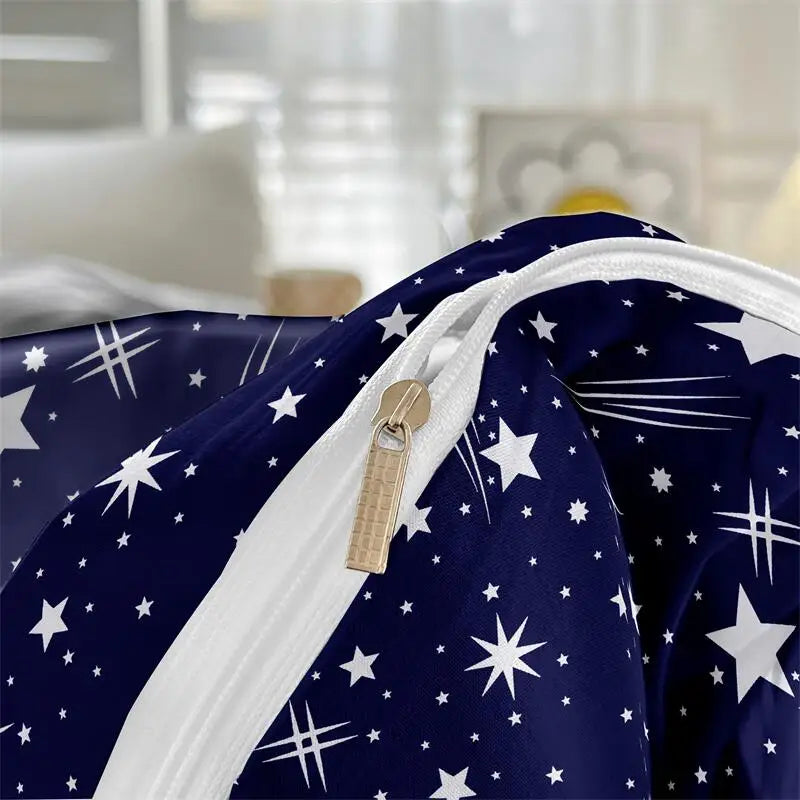 3pcs starry sky Brushed Bedding Set Queen Size Duvet Cover Pillowcase Set Skin Friendly Breathable Simple Duvet Cover Pillowcase