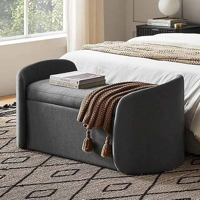 Ottoman Storage Bench – 51″ Curved End-of-Bed & Window Seat
