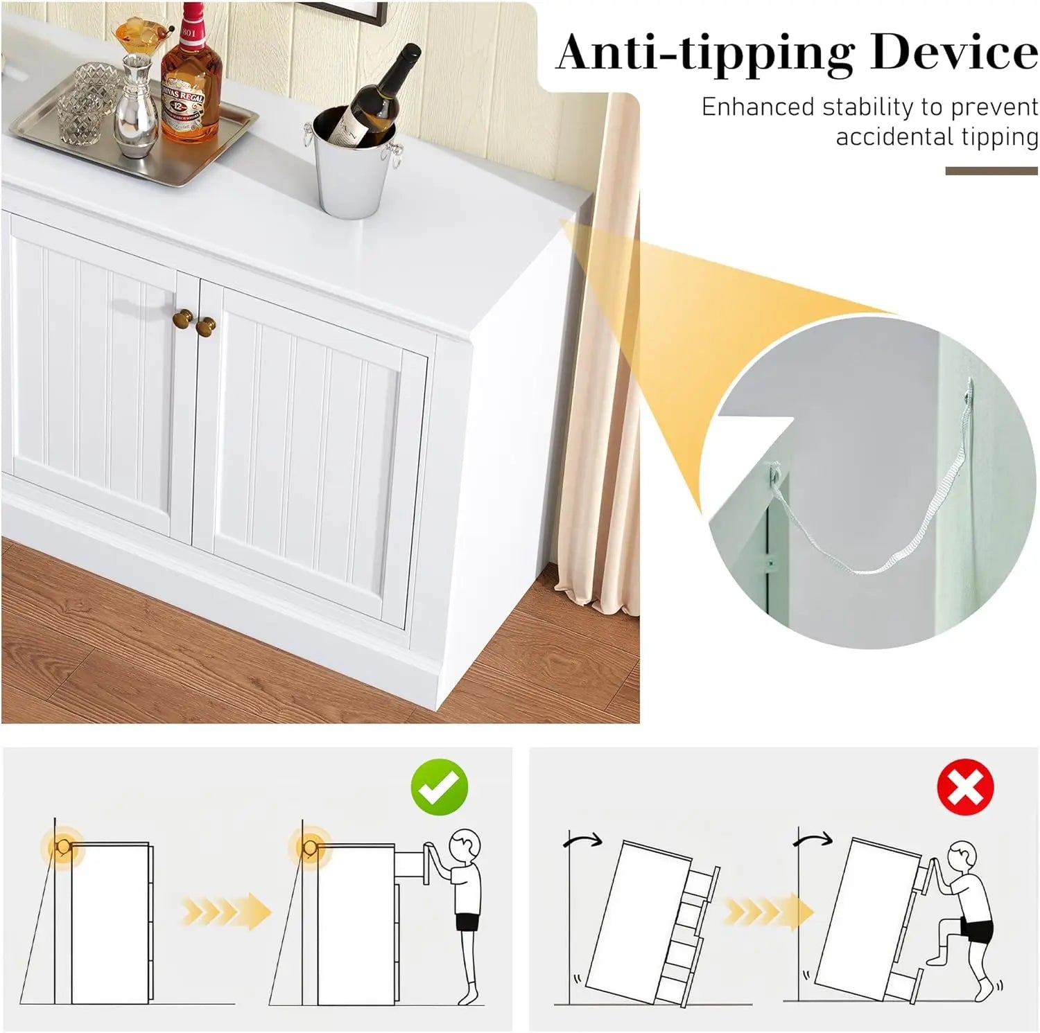 72" Farmhouse Sideboard Buffet Cabinet with Barn Doors, Storage Console Table with Adjustable Shelves, Coffee Bar/TV Stand