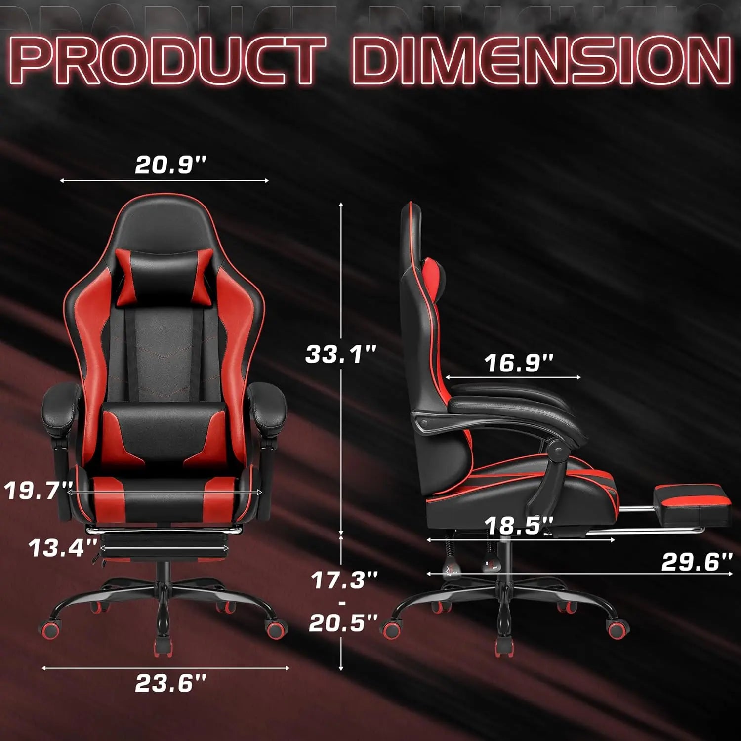 Homall Gaming Chair Video Game Chair Footrest and Massage Lumbar Support Ergonomic Computer Chair Height Adjustable Swivel Seat
