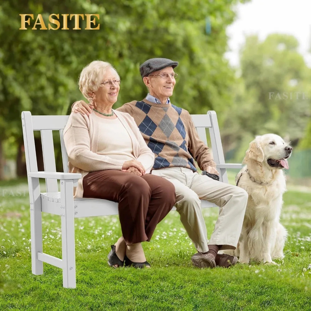 Garden Benches, All-weather Outdoor Benches for 2-3 People, Benches in The Park, Porch, Terrace, and Backyard (white)