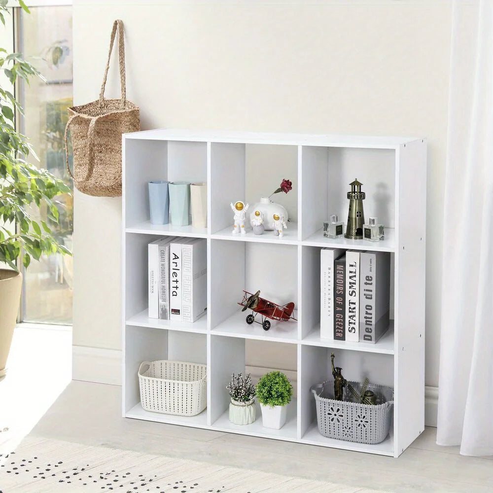 Cube Locker Wooden Bookshelf with White Backing – Modular Storage Organizer
