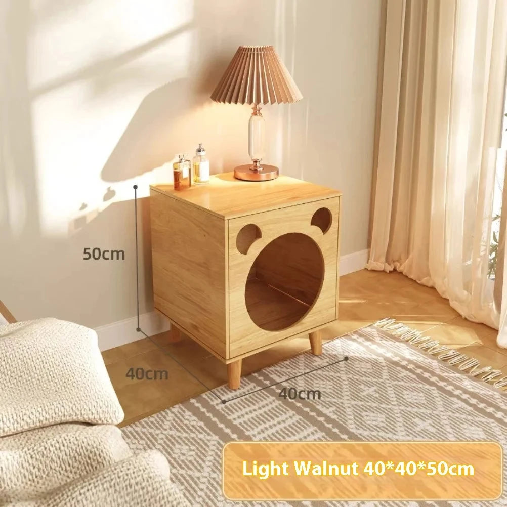 Wooden Cat Nest Bedside Tables Multi Functional Cat Nest Four Season Simple Storage Locker Nightstands Bedroom Furniture