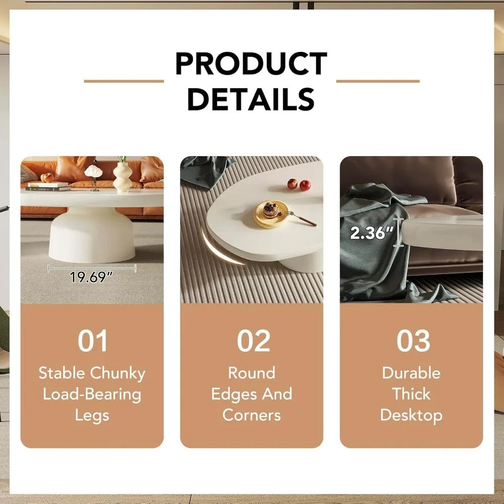 White Cloud Coffee Table – Modern Minimalist 45.67” Funky Accent Table