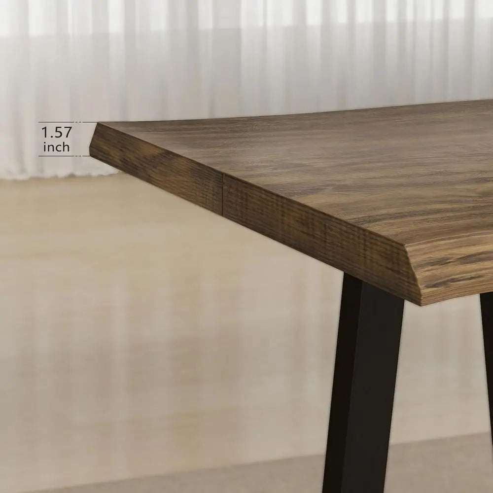 Rustic Rectangle Live Edge Dining Table, 70 L for 4-6, Modern Wood Kitchen Furniture, Metal Legs, Easy Assembly & Clean (Brown)