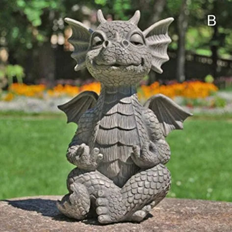 Garden Meditation Chan Long Resin Statue Outdoor Garden Creative Meditation Dragon Decorative Resin Crafts Ornament