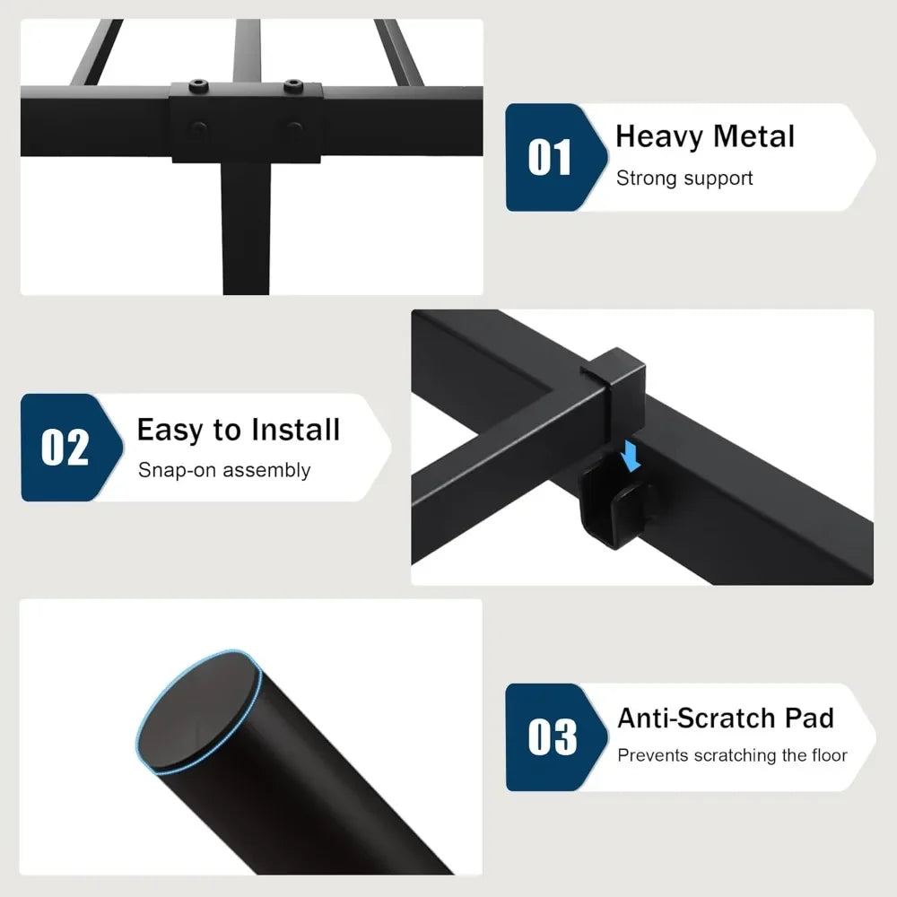 Metal Platform Bed Frame with Classic Wrought Iron Headboard & Footboard