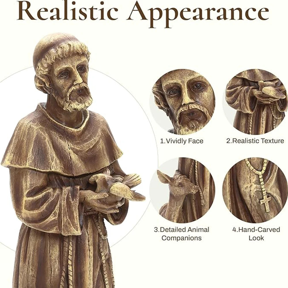 Outdoor Garden Saint Francis Garden Figure, Saint Francis Outdoor Sculpture for Garden Patio Yard Courtyard Decor