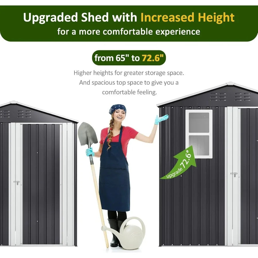 6x4 FT Outdoor Storage Shed with Upgraded Frame Structure Lockable Doors and Ventilated Windows Perfect for Backyard Garden Pat