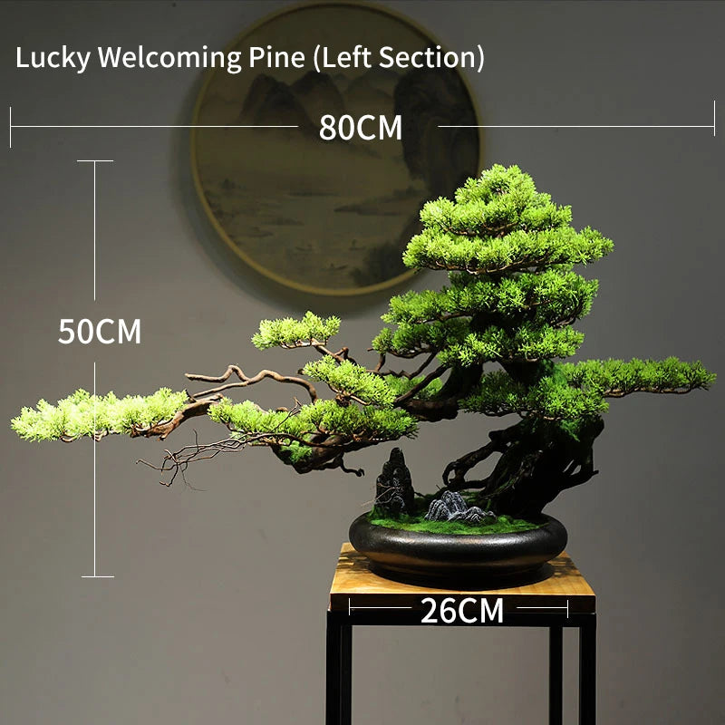 Simulation Welcome Pine Landscaping Decorations, Green Plant Bonsai Ornaments, Home, Living Room, Hotel, Porch Decoration