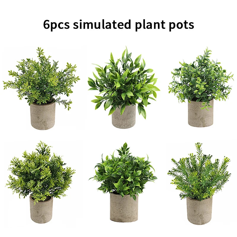 Artificial Plant Potted Eucalyptus Plant Small Fake Flower Bonsai With Pot Mini Plant Desktop Office Home Restaurant Decoration