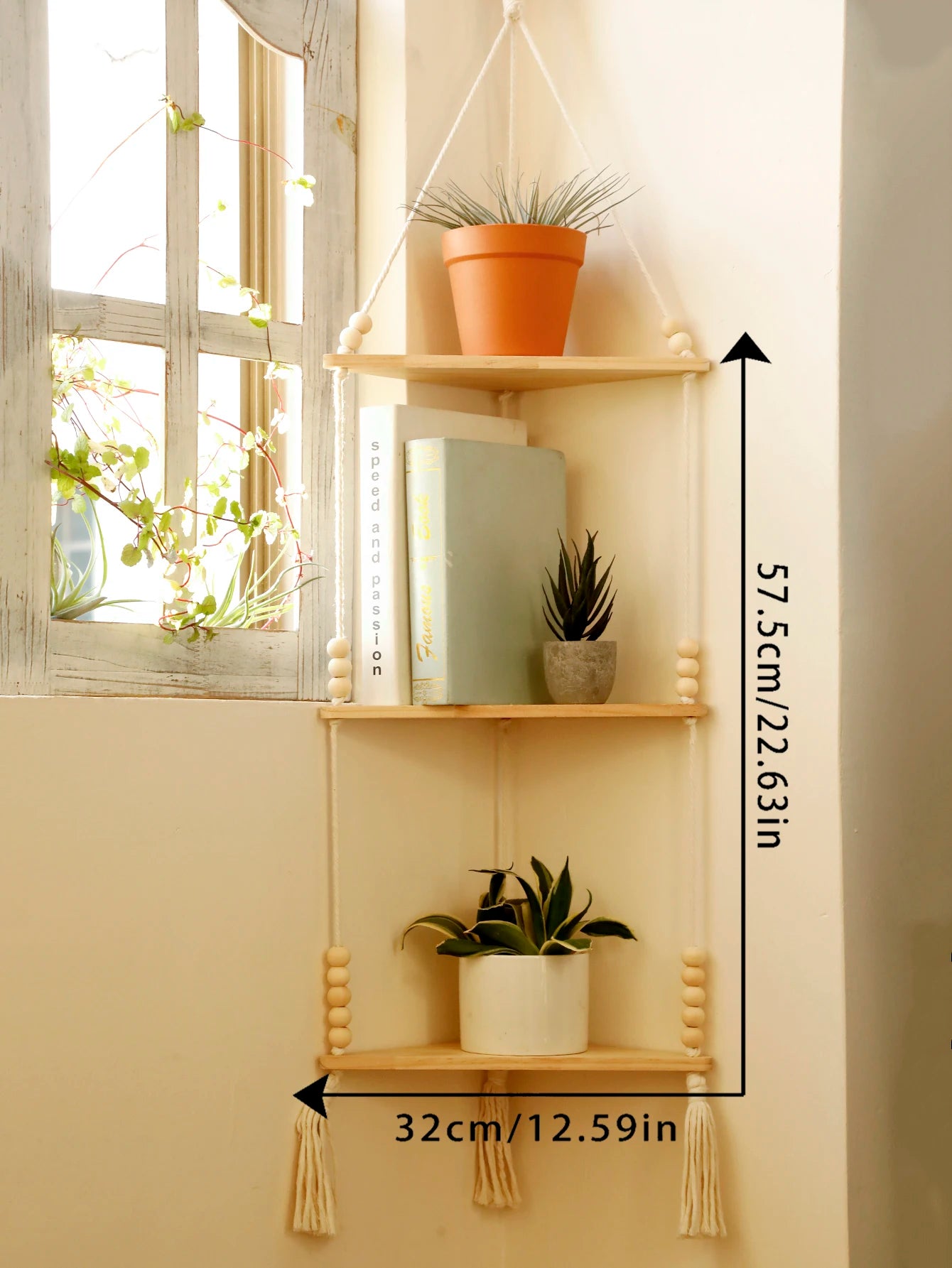 Wood Triangle Floating Corner Shelf – 1 / 2 / 3 Tier