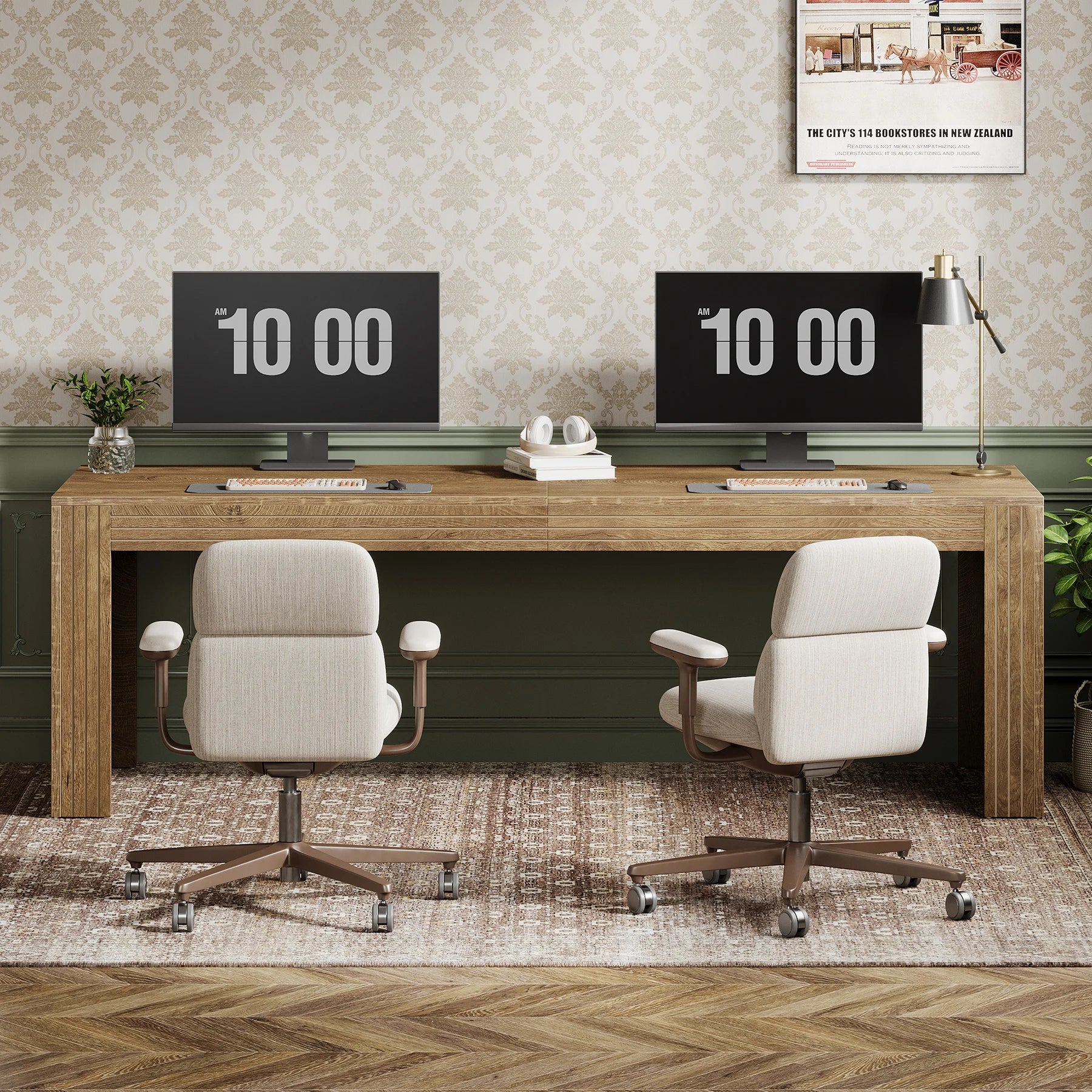 Tribesigns 79-Inch Extra Long Desk, Two Person Double Desk for Home Office, Wooden Long Computer Desk Writing Table for Office