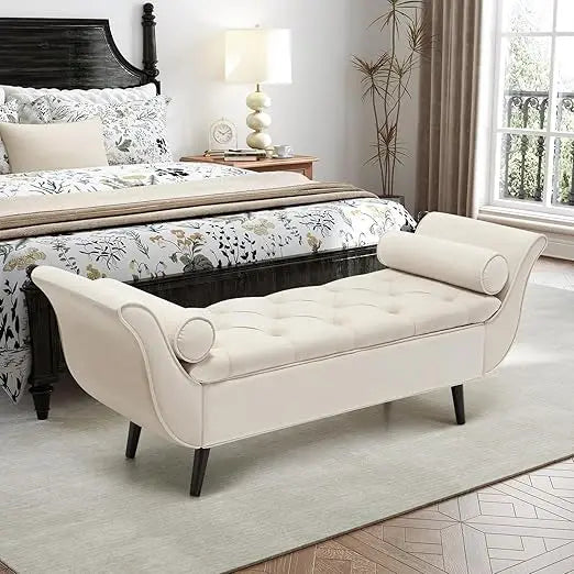Luxurious Velvet Tufted Storage Bench – 65″ King Bed End Ottoman