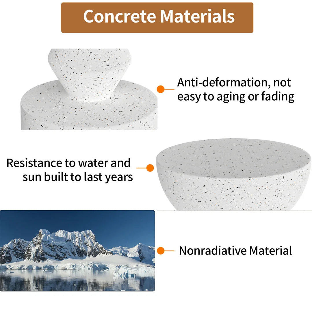 Modern Living Room Sofa Side Indoor End Table Outdoor Accent Table Lightweight Concrete Stool