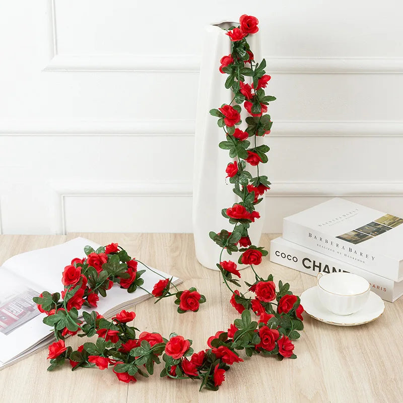 6Pcs Fake Rose Vine Flowers Artificial Flower Home Hotel Wedding Party Garden Art Decor Garden DIY Arrangement Decoration Purple