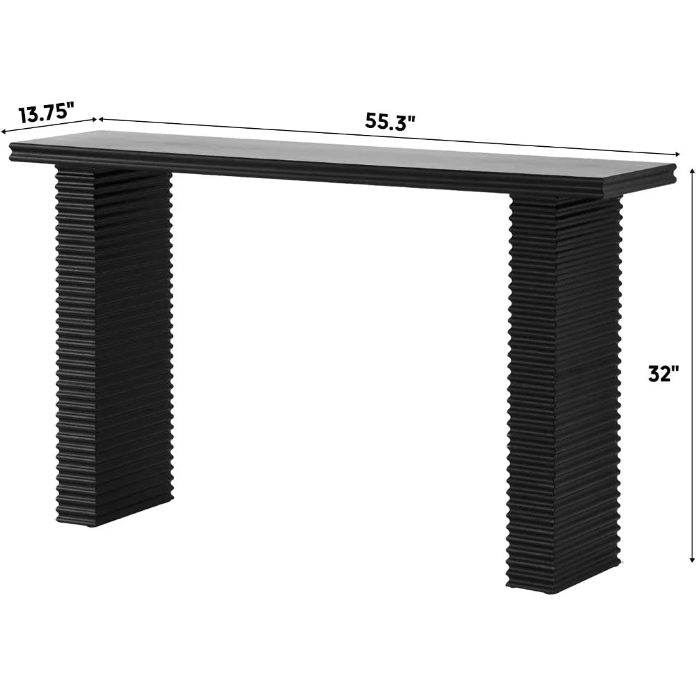 Wood Console Table, 55.3 Long Sofa Table, Farmhouse Fluted Entryway Table For Living Room, Hallway, Entrance Foyer, Eas