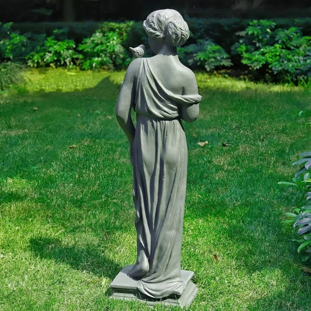 Greek Goddess Nymph Statue 32 Inches Tall Outdoor Garden Sculpture Roman Style Patio Lawn Porch Decor Gray Mythology Inspired