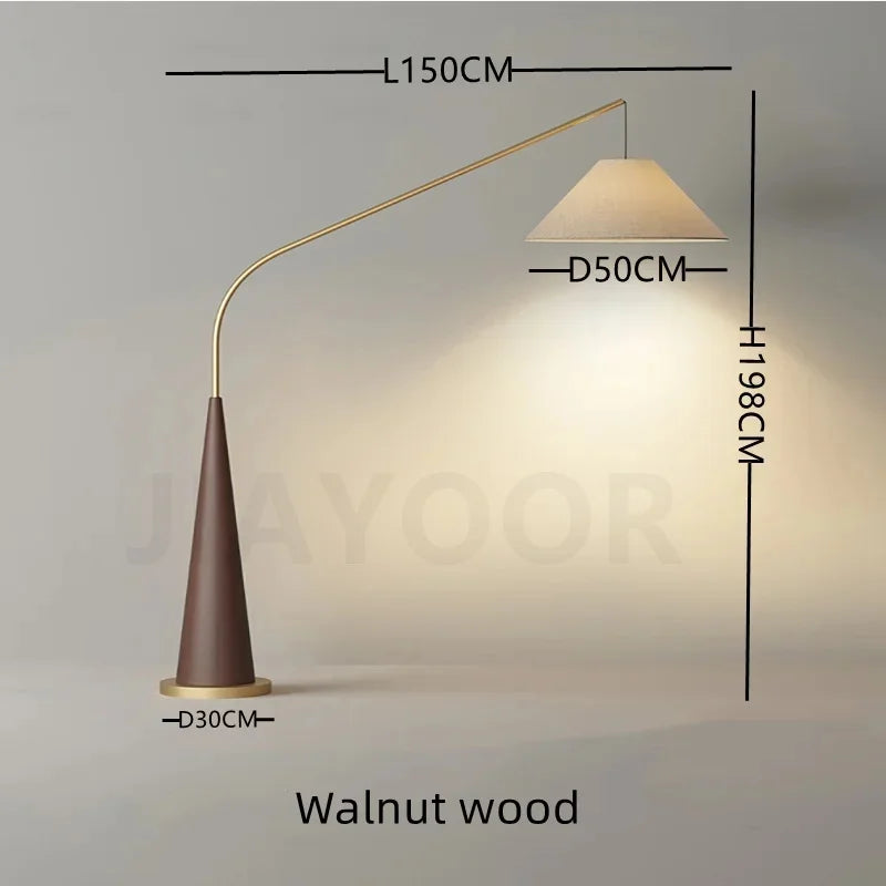 Modern Creative Minimalist Walnut Fishing Floor Lamp Living Room Bedroom Bedside Lamp Study Art Home Decoration Led Floor Lights
