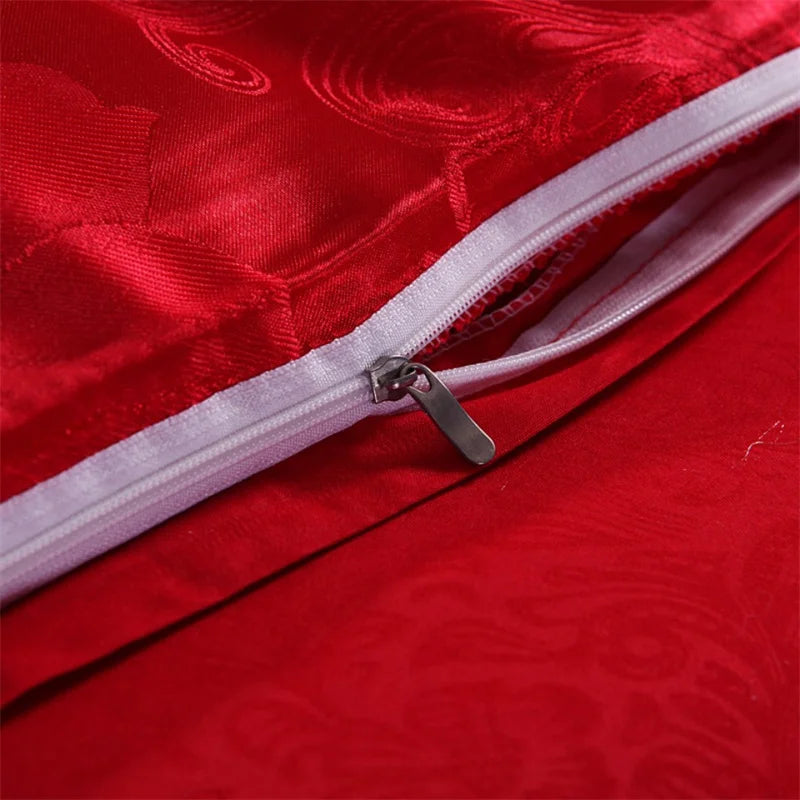 Luxury Satin Jacquard Single Double Duvet Cover Set High End European Wedding King Size Bedding Set Queen Size Quilt Cover Set