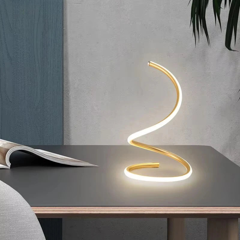 Modern Spiral LED Table Lamp Dimmable Touch Control Night Light for Bedroom Bedside Living Room Office Home Decora Table Lamp